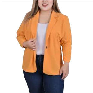 NY Coleccion Women's 3/4 Sleeve Scuba Crepe Blazer, NWT Size L